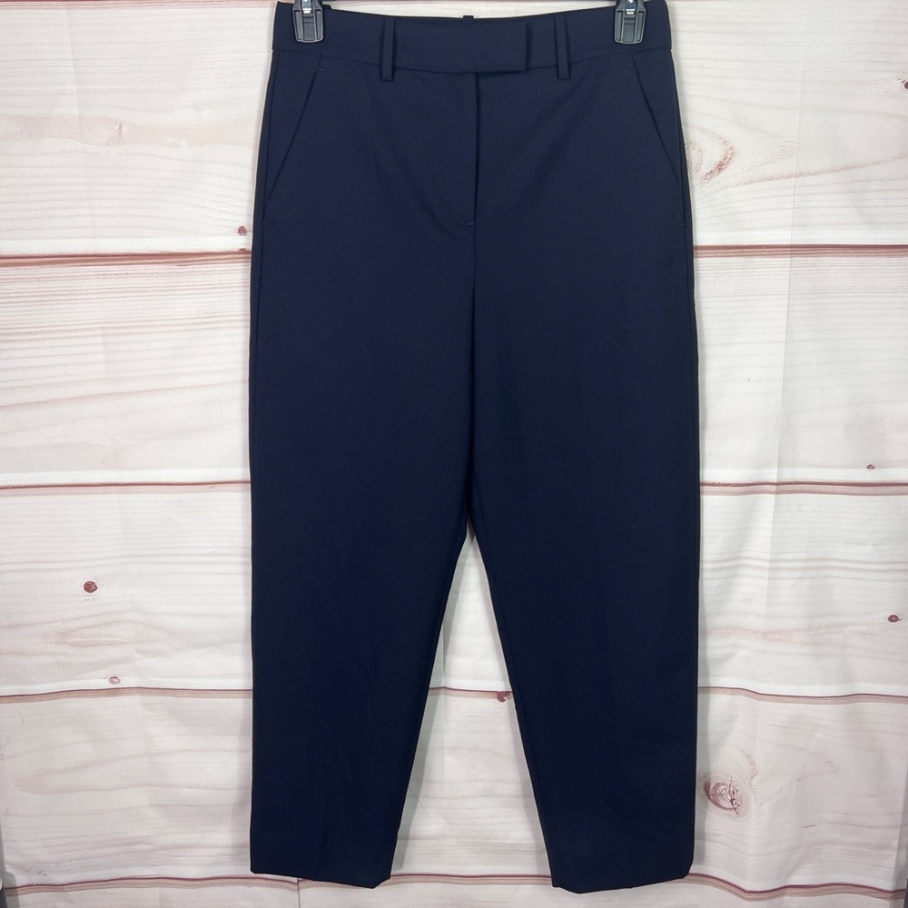 Banana Republic Pants Womens 6 Blue Wool Dress High Rise Tapered Ankle Pockets